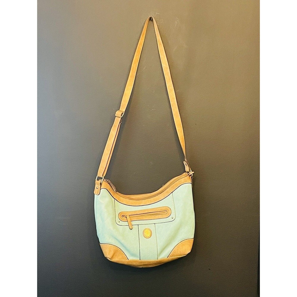 b.o.c. Born Concepts Turquoise Teal Brown Cross Body Shoulder Purse Handbag